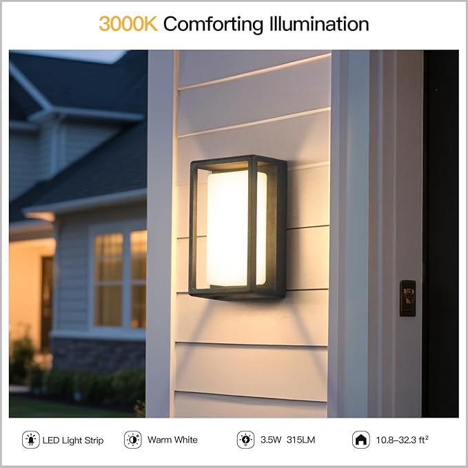 Modern Outdoor Wall Lights AC100-240V LED Porch Lights Outdoor 9.8 Sconce Light for House Exterior Wall Light Fixtures Waterproof 3000K Sconces Lighting for Outside Garage Patio Front Door
