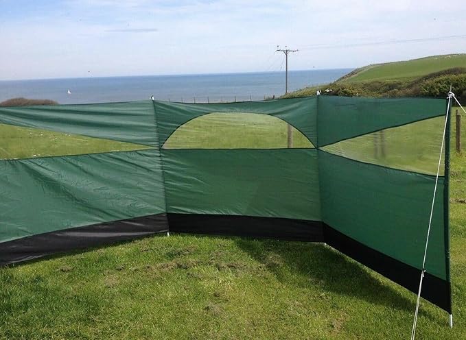 Windbreaker Privacy Camping Screen 3 Panel Blocker Garden Beach 197 x 60 (Forest Green)
