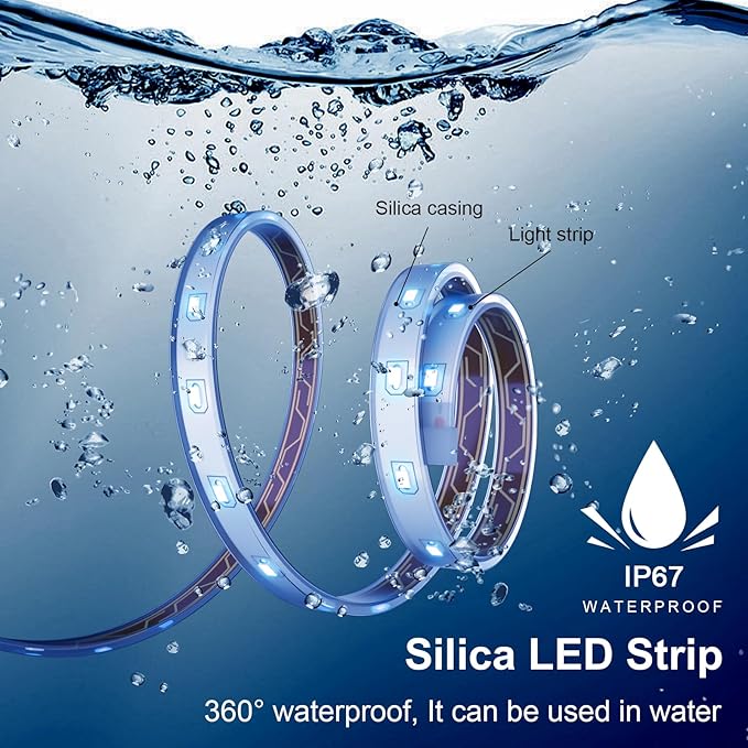 MIHEAL Solar LED Strip Lights Outdoor 32.8ft 560 LEDs Solar Powered Blue Light LED Strip with 8 Lighting Modes IP67 Waterproof 2835 SMD Rope Lights for Garden Trees Christmas Party Decor