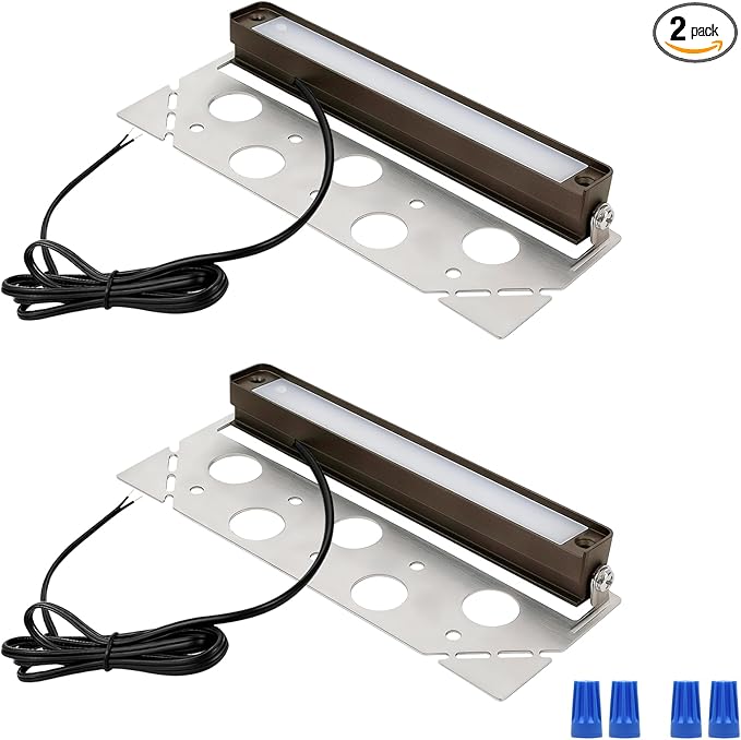 Landscape Hardscape Lighting 7 Inch Retaining Wall Lights 12 Volt 5W LED Low Voltage Paver Lights for Outdoor Wall Deck Step Stair Fence Post 2700K/3000K/3500K/4000K/5000K Bronze 2PK
