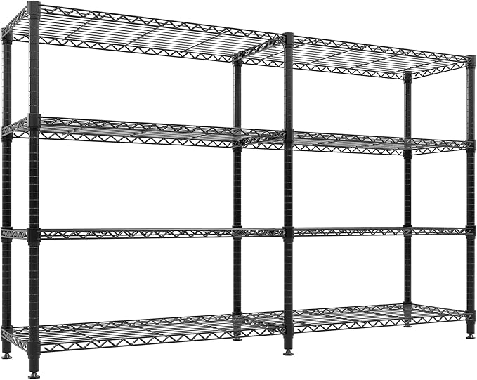 4-Tier Metal Wire Storage Rack for Food Service - Adjustable Industrial Shelving 1060 lbs Capacity Commercial Kitchen Pantry Garage 71 W x 15.7 D x 59.5 H - 4 Floors Width 40