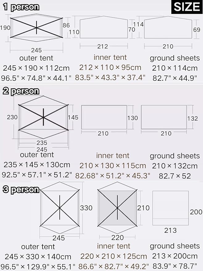 3F UL Gear Taiji 1/3 Person Tent for stormrain1.45/3.2lb Ultralight Backpacking Tent5000mm+ Waterproof VentilationResistant to Wind gusts of 7Easy Set up