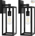 Brightever 2-Pack Outdoor Wall Light Exterior Waterproof Wall Sconce Light Fixtures 15 Black Outdoor Wall Lamp with Clear Glass for House Porch Front Door Garage Patio Bulbs Not Included