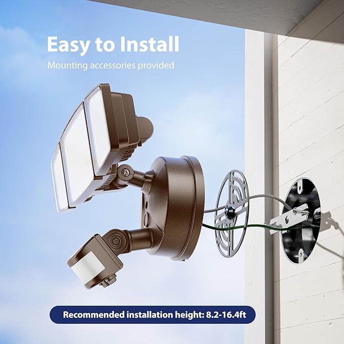 Onforu 75W LED Flood Light Motion Sensor Outdoor 7000lm Dusk to Dawn Flood Light Security Light with Three Head IP65 Waterproof Exterior Floodlight 6500k Wall Light for Entryway Stairs Yard Garage