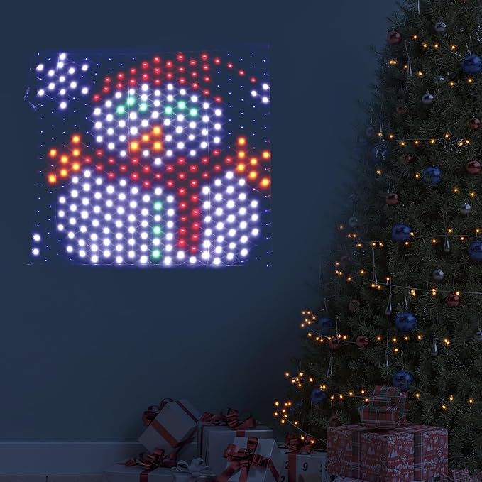 Leisure world LED Snowman Window Silhouette LightsUSB Operated LED Net Outdoor Mesh Lights with Timer 8 Modes for Indoor Outdoor Holiday Xmas Party Decor