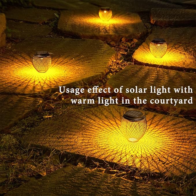Solar Lantern Outdoor Waterproof IP65 Hanging Lights Outdoor Garden Metal Lanterns Decorative Lighting Powered for Yard Patio Pathway（2 Pack Black）