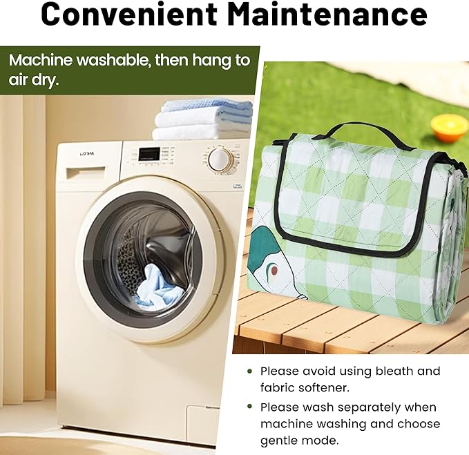 Dimatic Cute Picnic Blankets 78x78 Extra Large Beach Blankets Waterproof Sand Proof Foldable Portable for Outdoor Family Camping