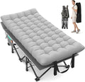 Suteck 32In XXL Folding Camping Cot 900LBS Heavy Duty Sleeping Cot with Pillow Mattress 1200D Double-Layer Oxford Portable Cot for Adults with Carry Bag for Home Office Nap Beach Travel