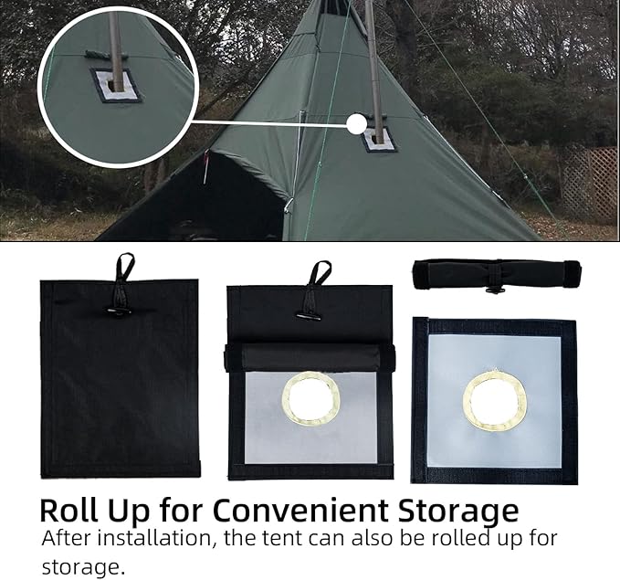 Stove Jack Kit for Tent Stove Jack with Rain Flap 2.7/3.9 /DIY Fire Resistant Hole High Temperature Resistance for Canvas Tent Bell Tent Camping