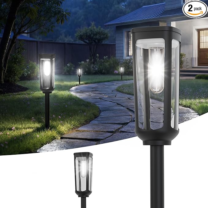 Solar Pathway Lights Outdoor2 Pack Cool Garden Lights Solar Powered Waterproof IP65Auto On/Off Outdoor Light for Lawn Patio Walkway Driveway Decor Landscape Lighting