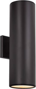 Kira Home Enzo 16 2-Light Modern Indoor/Outdoor Wall Sconce Weatherproof Up Down Light Cylinder Metal Shade + Oil Rubbed Bronze Finish