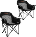 FAIR WIND 2 Pack Oversized Padded Camping Chair Heavy Duty Quad Fold Arm Chair Portable for Outdoor - Support 450LBS Black