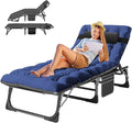 ABORON 5 Positions Camping Cots for AdultsOutdoor Folding Sleeping Cot/MatFolding Chaise Lounge Chair with PillowPortable Reclining Chair for Beach Lawn Camping PoolSunbathing Chairs