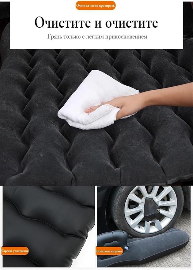 Car Inflatable Bed Multifunctional Camping Inflatable Mattress Double-Sided Flocked PVC Car Bed Cold-Resistant and Pressure-Resistant Car Interior (Pig)