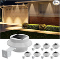 8 Pack White Solar Powered Clip On Gutter Mount Lights Outdoor Waterproof LED Fence Lamp for Lighting Rainspout Railing Outside House Wall Deck Porch Garage Easy Peasy Installation(Warm White)