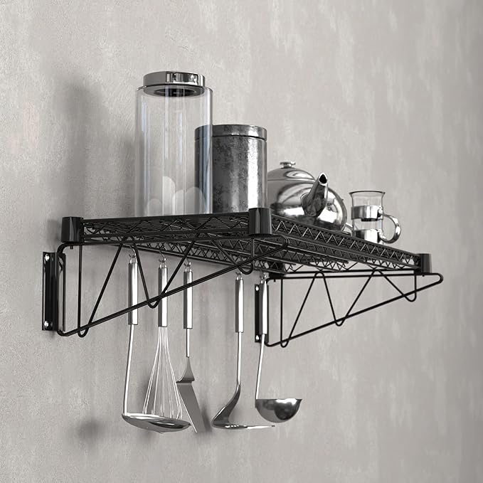14 x 36 Black Epoxy Wire Wall Mount Shelf
