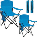 Camping Chair 2 Pack Portable Folding Chair with Cup Holder and Cooler Bag 285lbs Capacity Upgraded Foldable Chair for Outdoor Beach Fishing Backpacking Sky Blue