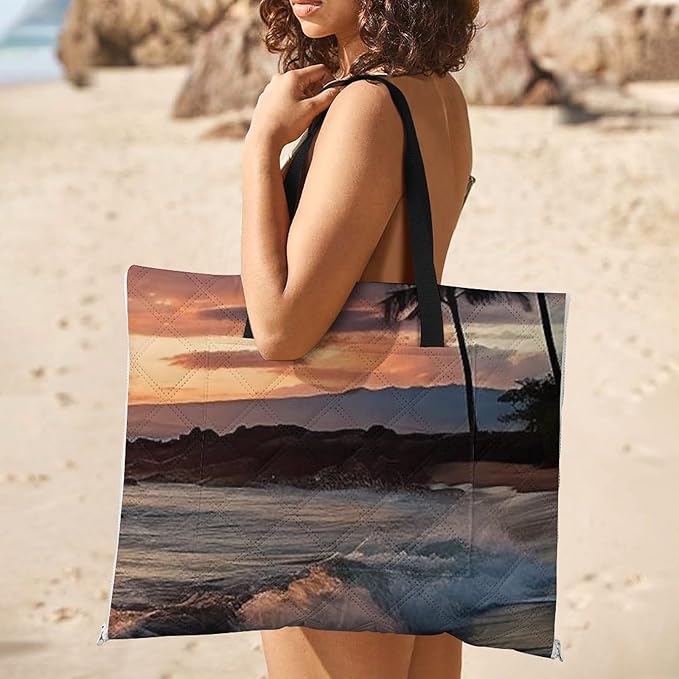 Zipper Beach Maui Hawaii Sunset Sea Waves Clouds Style Picnic Mat Suitable for Travel Camping Park Or Home Use
