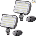 60W LED Knuckle Mount Flood Light Outdoor Security Floodlights Fixture with Base Dusk-to-Dawn Photocell Daylight AC100-277V 7800lm(300W Equivalent) IP65 Waterproof for Entrance Yard(2Pack)