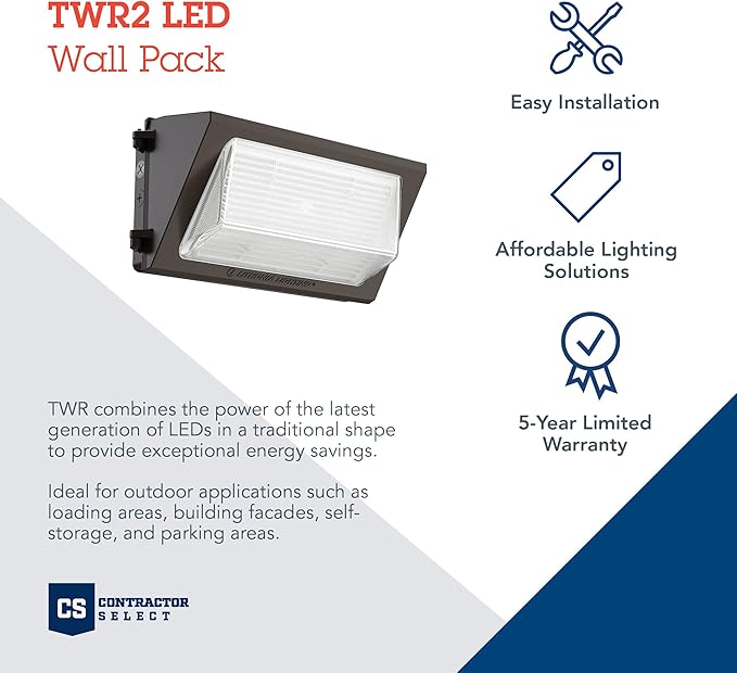 Lithonia Lighting 17 LED Wall Pack Outdoor Light Fixture 3-Way Selectable CCT 3000K/4000K/5000K Adjustable Lumens Dusk to Dawn Photocell UVOLT Bronze (TWR2 LED ALO SWW2 UVOLT PE DDBTXD)