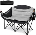 Outdoor Fully Padded Double Camping ChairBeach Folding Loveseat Camping Couch Double Duo Chair Patio Heavy Duty Quad Fold Chair Arm Chair with Cup Hold
