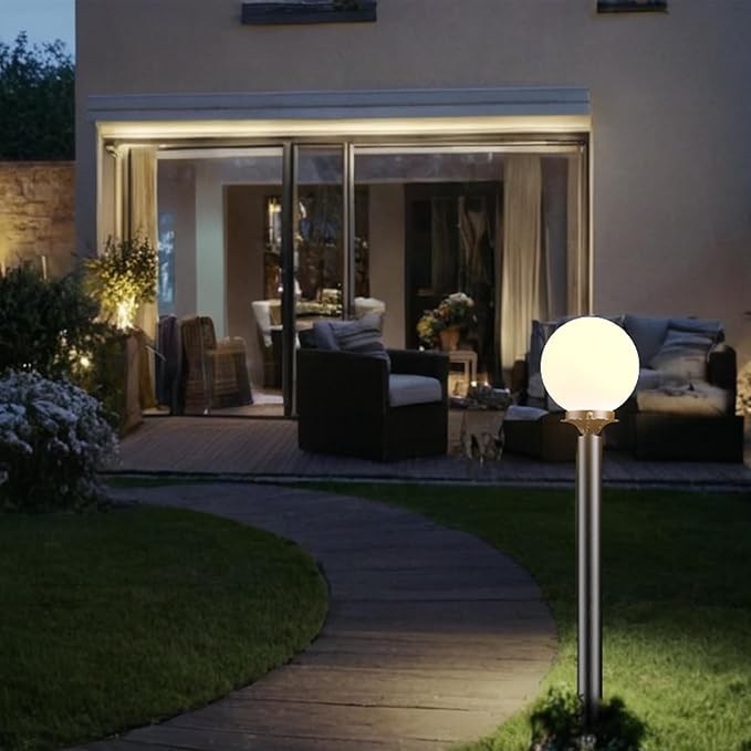 Lightdot 23'' Globe Outdoor Lamp Post Light IP65 Waterproof Street Yard Lamp Post for Outside Black Pole Outdoor Post Light Fixtures for Garden Patio Driveway(E26 LED Bulb Included)-2Pack