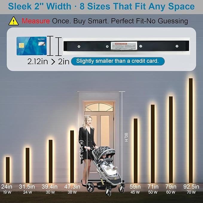 Modern Outdoor Wall Light 59 Long Outdoor LED Wall Lights 3000K Outdoor Sconce Lights IP65 Waterproof Exterior Wall Mounted Light Fixture for House Garage