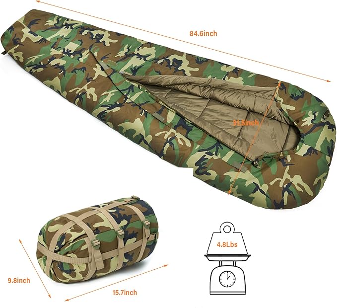 MT Military Army Force Defence 4 &amp Tropen Patrol Mummy Sleeping Bags with Bivy Cover Compression Sack Modular Sleeping System 2.0 for Cold Weather