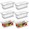 6 Pack Plastic Restaurant Containers with Lids 1/3 Size 4 Inch Deep Commercial Food Storage Containers Stackable Clear Food Pans for Kitchen Restaurant Cafeteria Foods Prep 3.77qt/ 3.57L