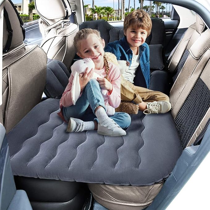 Zone Tech Inflatable Car Travel Air Mattress Back Seat- Pump Kit Premium Quality- Vacation Camping-Sleep Automotive Bed with 2 Air Pillows Car SUV Universal Fit