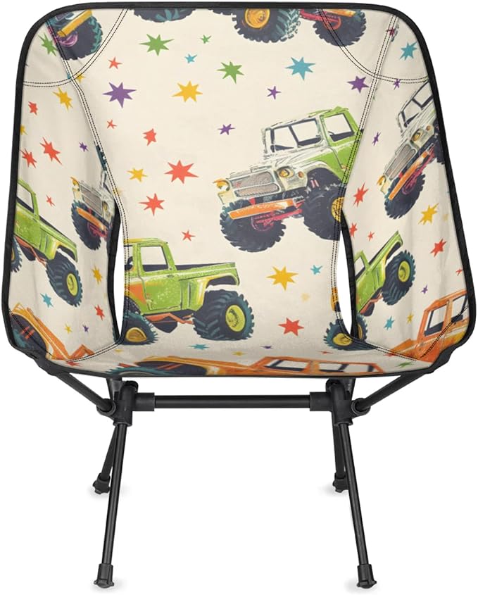 Honeybaby Folding Camping Chair Stars Trucks Camping Chairs Lightweight Portable Chair Outdoor Foldable Chairs for Camping Travel Picnic Beach Hiking
