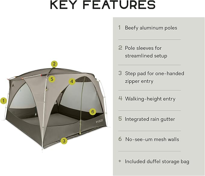 NEMO Equipment Victory Screenhouse Camp Shelter - One Size - Fog/Smokey Olive