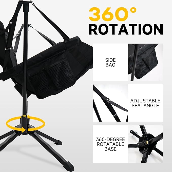 360-Degree Rotation Hammock Camping Chair Folding Swivel Chair for Adults Portable Outdoor Rocking Chair with Storage Bag for Travel Backyard Lawn Concerts Picnics &amp Sports Events