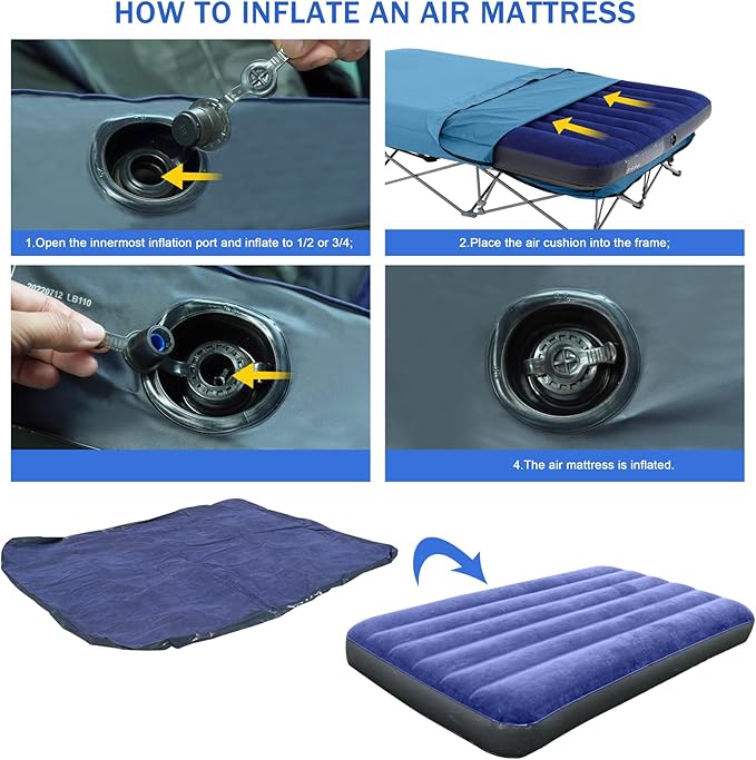 KAMPKEEPER Camping CotCamping Cots for AdultsFolding Camping Cot with Inflatable Air Mattress and Carry Bagfor Outdoor Travel Camp Beach Vacation (not Included The Airpump)