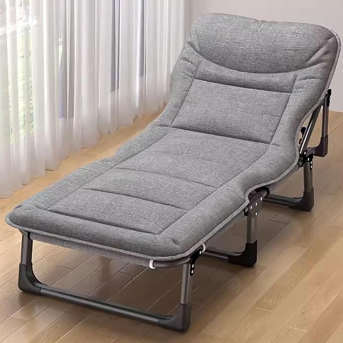 Portable Folding Adult BedAdult Folding Bed Portable Bed for Adults Queen Size Camping Cot Four-Position Adjustable Backrest 3D Headrest Folding Bed Made of Metal for Home Nap Beach Travel