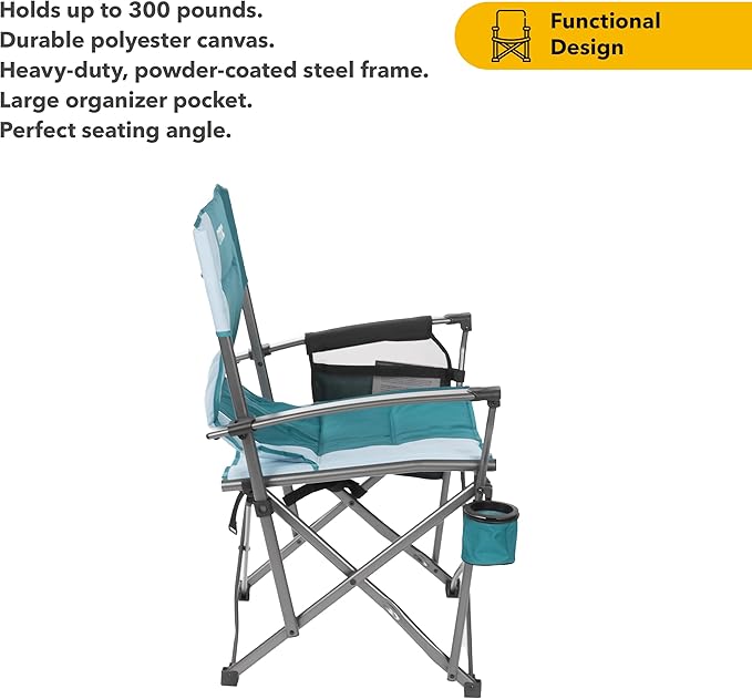 RTIC Ultra-Tough Chair Portable Folding for Camping Outdoor Fishing Beach with Arm Rest and Cup Holder Folds Quickly for Easy Storage in a Carry Bag Deep Harbor