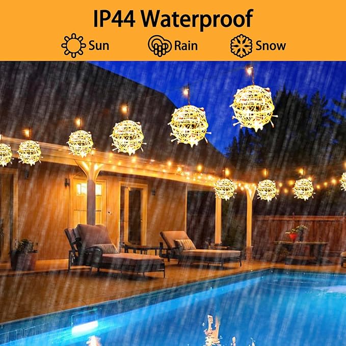 Christmas Solar String Lights Outdoor 4Pc 160LED 29.5ft Solar Powered Globe Fairy Lights Waterproof 8 Modes Ball Lights Outside for Tree Garden Yard Porch Lawn Holiday Decor Warm White