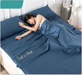 RUZGAR Sleeping Bag Liner Large Small Sized Travel Sheet 300 Thread Count Long Staple Cotton Ultra Lightweight Sleep Liner Single Double Travel Bed Sheet (Color : Blue A Size : 160x210cm-63x82)