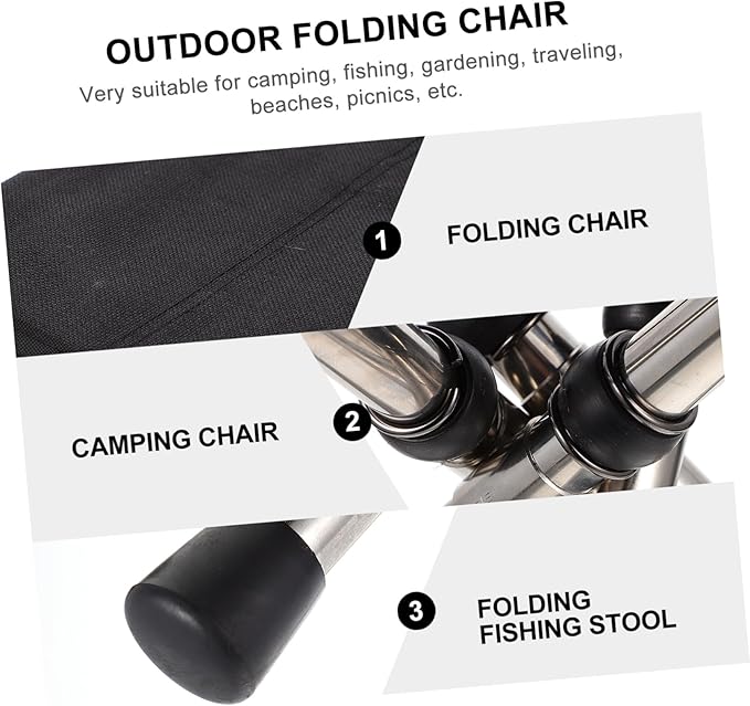 Kisangel 1pc Folding Chair Portable Outdoor Fishing Stool Stainless Steel Camping Seat for Hiking Activities Compact and Lightweight Design