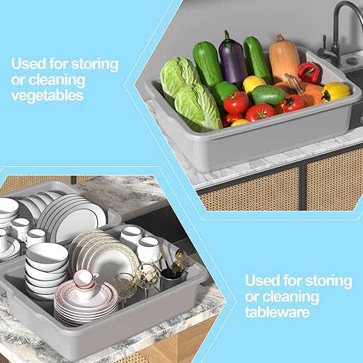 32 L Gray Commercial Bus Box Large Utility Bus Tub 4 Pack
