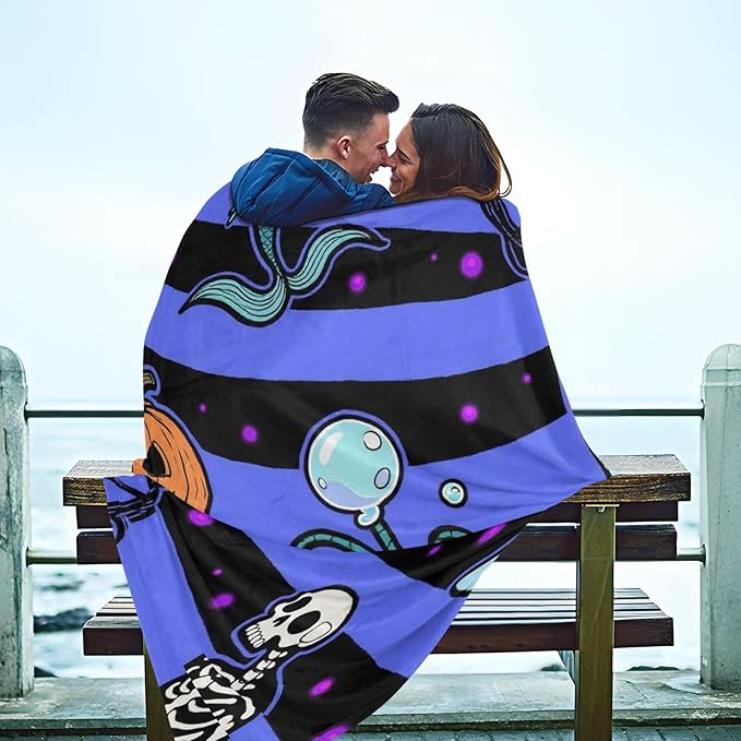 Halloween Mermaid Gothic Soft Cozy Throws for Living Room Couch Throw Blanket Soft for Couch Sofa BedParty 50 x 70