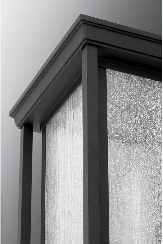 Progress Lighting Endicott Collection 1-Light Clear Seeded Glass Craftsman Outdoor Medium Wall Lantern Light Textured Black