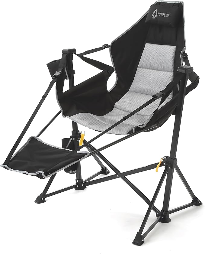 ARROWHEAD OUTDOOR Folding Hammock Chair Heavy Duty Camping Seat with Removable Footrest Padded Comfort and 300lb Capacity