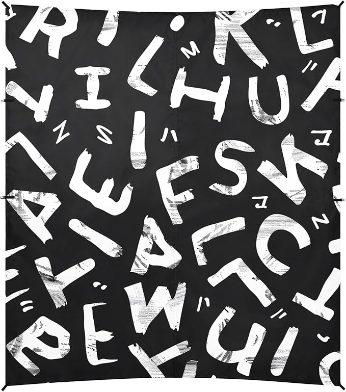 Letters on Black Background Camping Sun Shelter Beach Tent Portable Beach Sun Shade Outdoor Canopy for Camping Trips Fishing Picnic