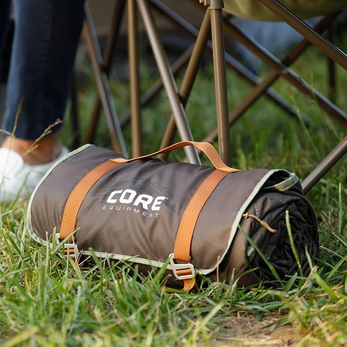 CORE Outdoor Weighted Blanket | Packable Waterproof Picnic Blanket Beach Mat Tent Camping Rug &amp Stadium Blanket | Large Portable 94 x 78 Quilt Design with Built-in Straps and Carry Handle