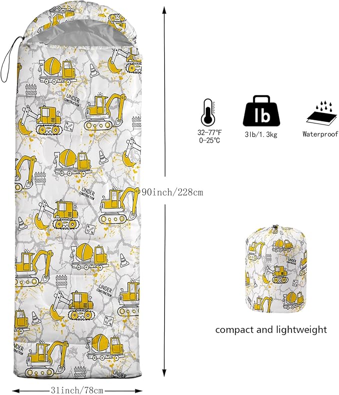 QOOMO Axolotl Cute Camping Sleeping Bags3 Season Warm &amp Cool WeatherLightweightWaterproof Sleeping Bags for Adults &amp KidsTravelingand Outdoors