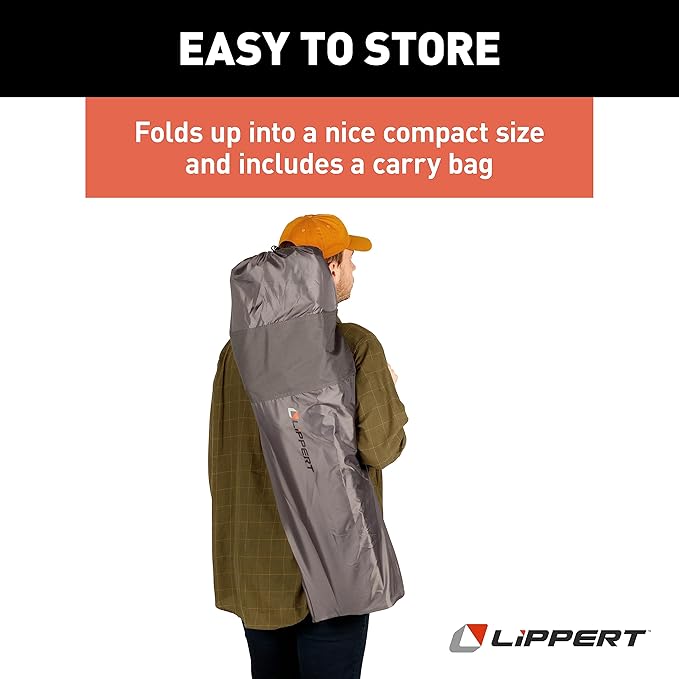 Lippert Sun Soaker Two-Position Vented Reclining Camping Chair with Footrest 600D Polyester Fabric Mesh Back/Seat Padded Headrest Cupholder 250-lb. Weight Capacity Dark Grey Color - 2022114830