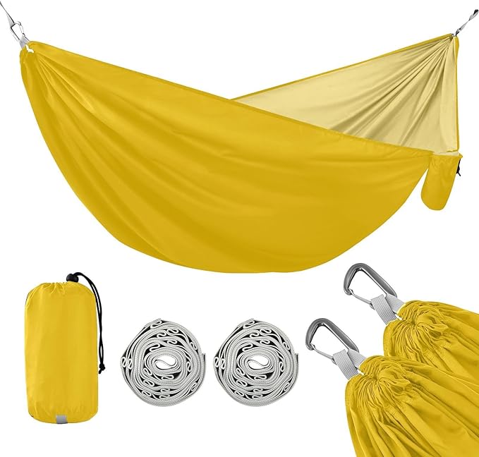 Chrome Yellow Camping Hammock Hammocks with Tree Straps Camp Hammock 114 x 54