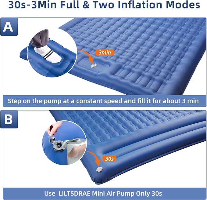 Camping Sleeping PadsExtra Thick 5 Inch Inflatable Sleeping Mat with Pillow Built-in PumpOversized Air Mattress Super Portable for Backpacking Hiking Tent Traveling