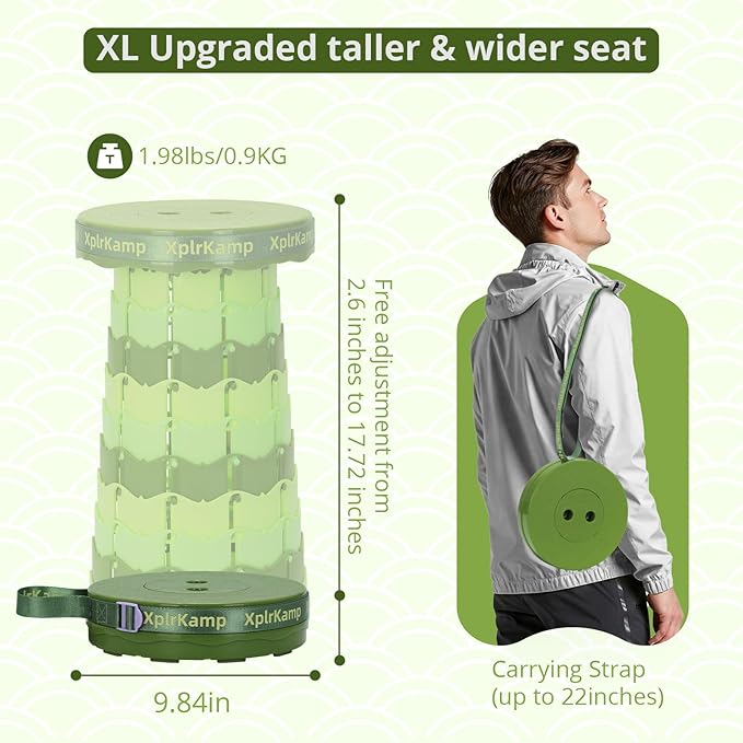 Upgraded Collapsible StoolPortable Stool Lightweight Yet More Sturdy with Load Capacity 400lbs Perfect for Camping Fishing Hiking BBQ